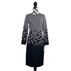 NWT Rickie Freeman Teri Jon Sz 10 Long-Sleeve Knit Midi Dress